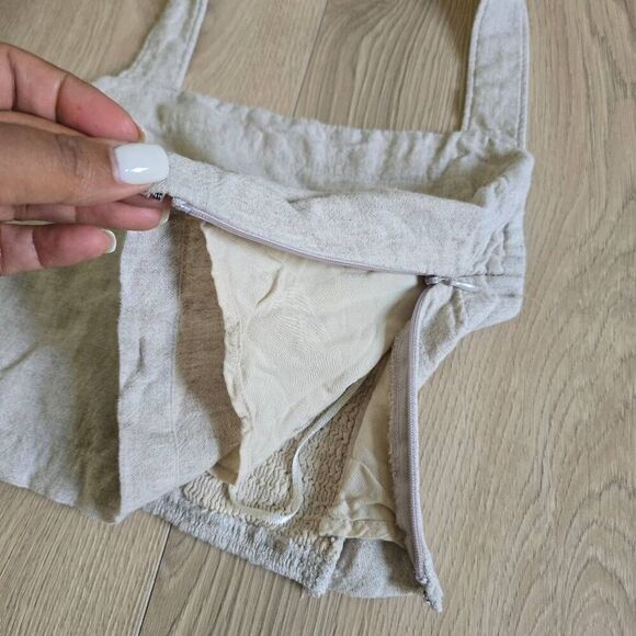 Abercrombie & Fitch Crop Women's XS Khaki Tan Side Zip Linen Blend Strap Halter - Picture 3 of 7